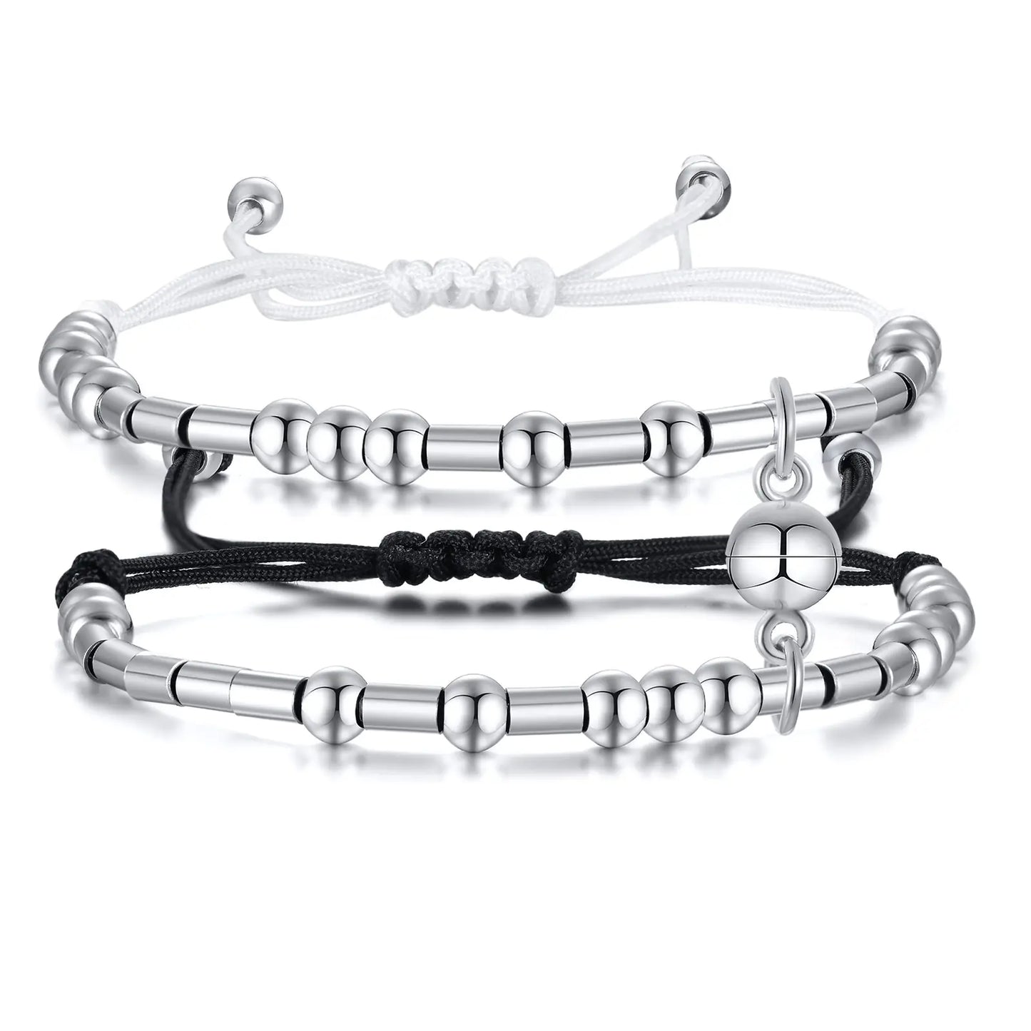 Stainless Steel Morse Code Woven Couple's Bracelet