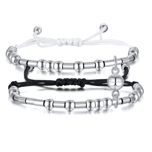 Stainless Steel Morse Code Woven Couple's Bracelet