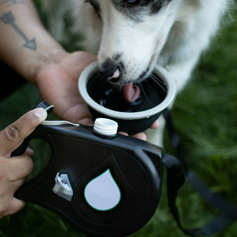 Dog walking rope with built-in water bottle and bowl, Three-in-one portable pet leash