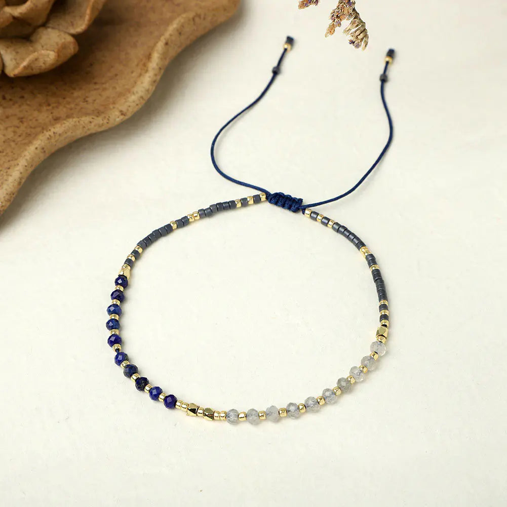 Natural Stone Bead Woven Bracelet for Women