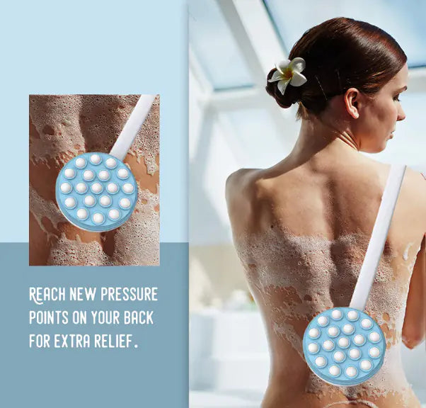 Long Handle Bath Brush with Lotion Applicator & Massager
