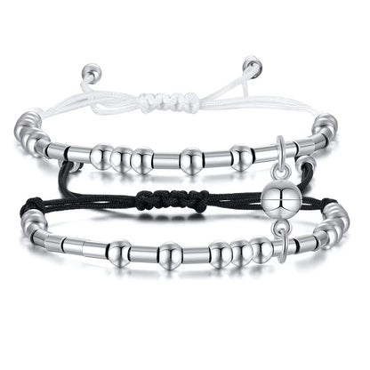 Stainless Steel Morse Code Woven Couple's Bracelet
