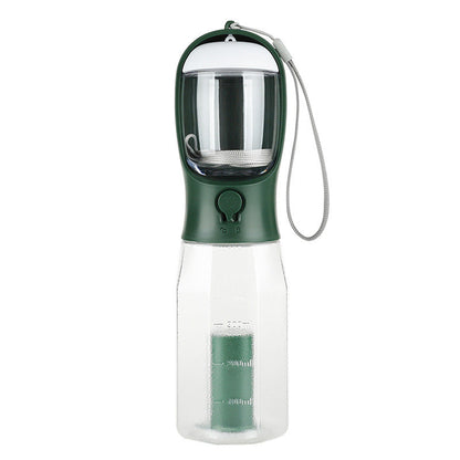 New! Three-in-one Pet Water Bottle, Portable - Pet Water Bottle with Cup, Food Container & Poop Bag Dispenser