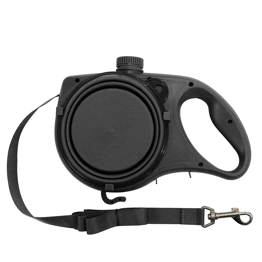 Dog walking rope with built-in water bottle and bowl, Three-in-one portable pet leash