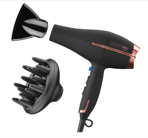 INFINITI PRO by CONAIR Hair Dryer, 1875W Blow Dryer with Diffuser and Concentrator, Ceramic Technology, 3 Heat & 2 Speed Settings, Cold Shot Button, Black