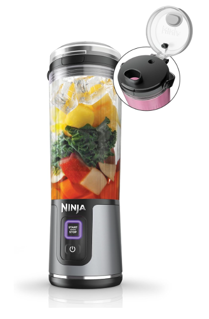 Ninja BC151BK Blast Portable Blender, Cordless, 18oz. Vessel, Personal Blender-for Shakes & Smoothies, BPA Free, Leakproof-Lid & Sip Spout, USB-C Rechargeable, Dishwasher Safe Parts, Black