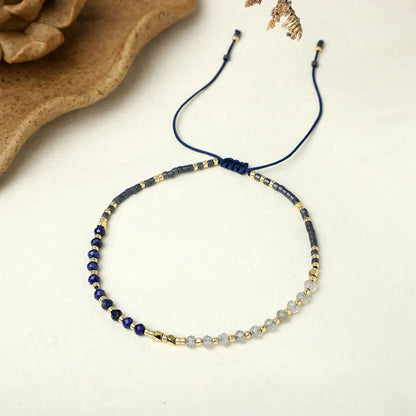 Natural Stone Bead Woven Bracelet for Women