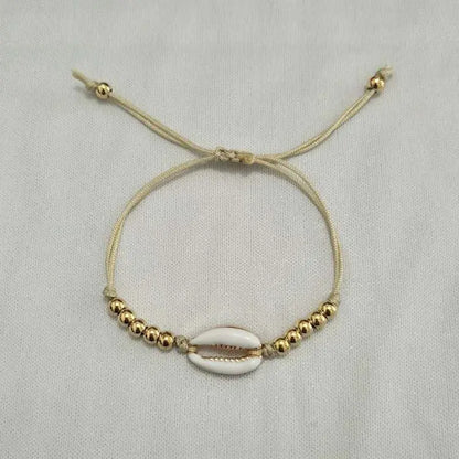 Holiday Shell Bracelet with Round Beads Woven Design