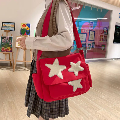 Vintage Star Shoulder Bag for Girls - Large Capacity