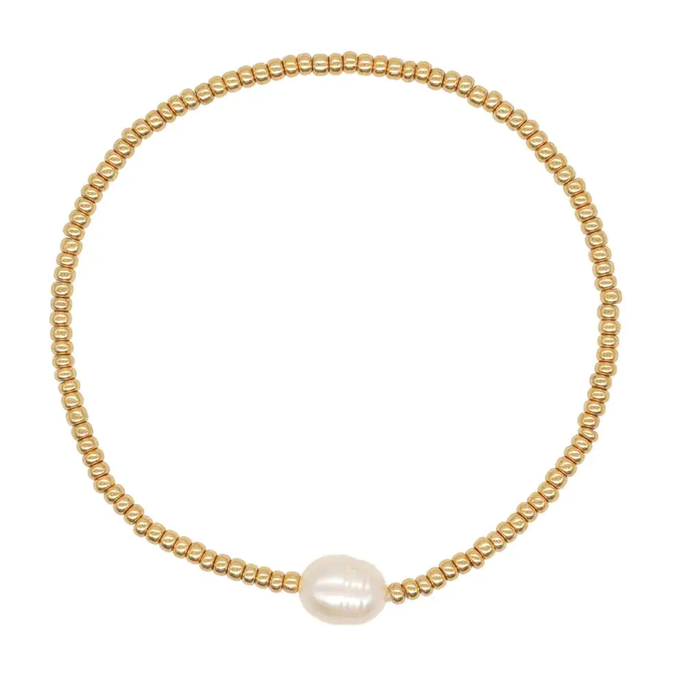 Natural Baroque Pearl Bracelet with Woven Elastic String