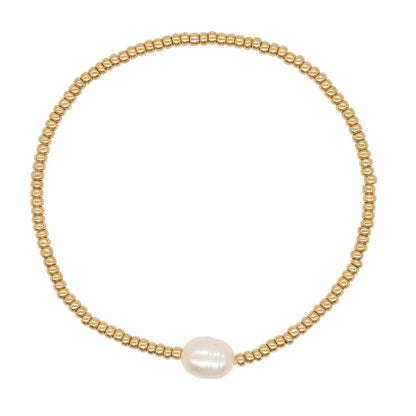 Natural Baroque Pearl Bracelet with Woven Elastic String