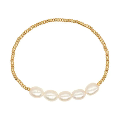 Natural Baroque Pearl Bracelet with Woven Elastic String