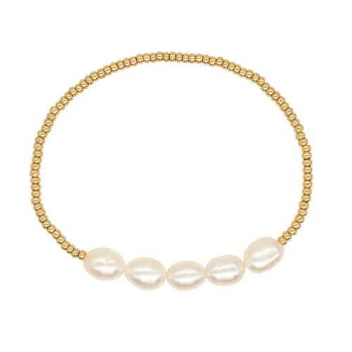 Natural Baroque Pearl Bracelet with Woven Elastic String